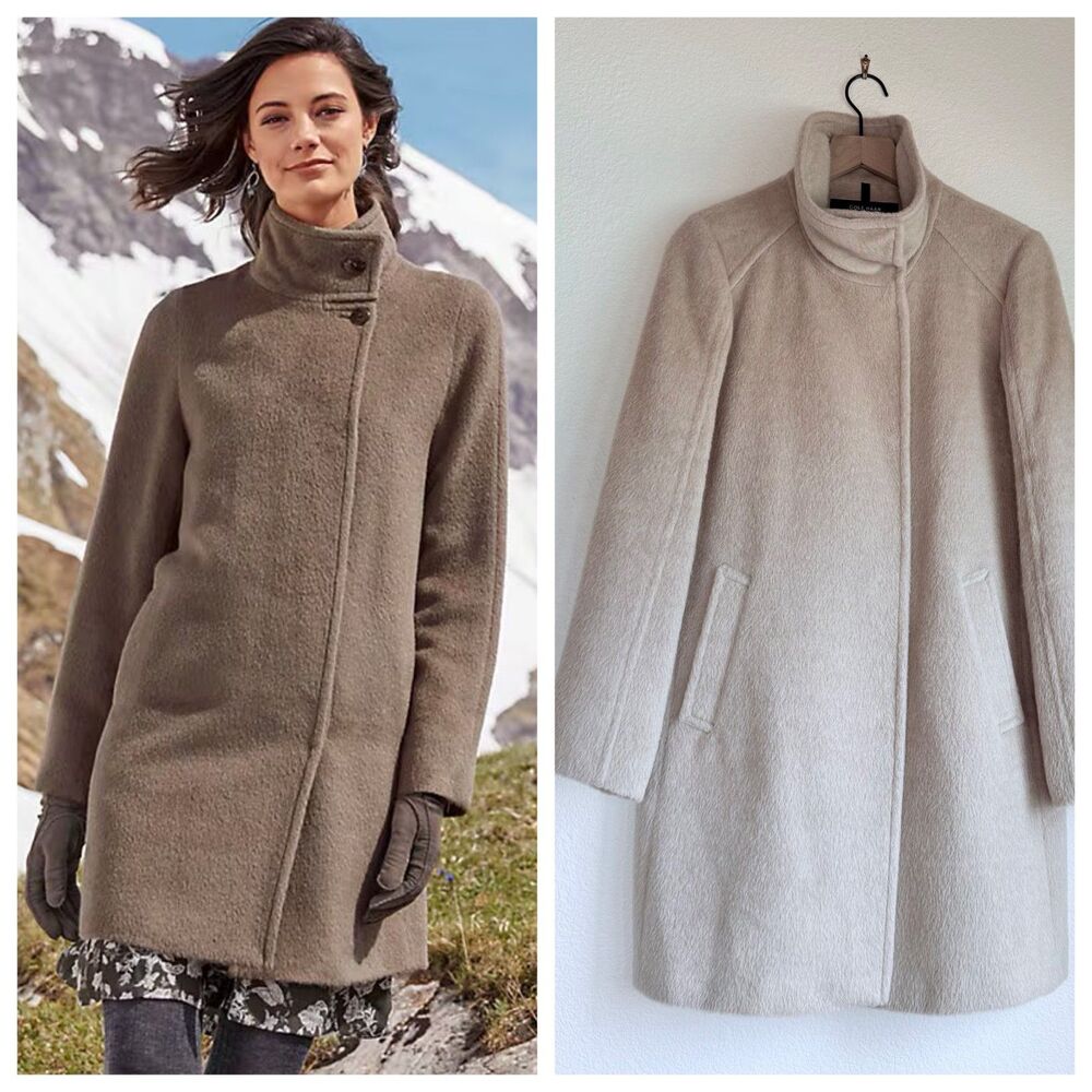 Cole Haan Wool Car Coat Luxury Neutral Cream Bone Tan Quiet Luxury Size 10 EUC